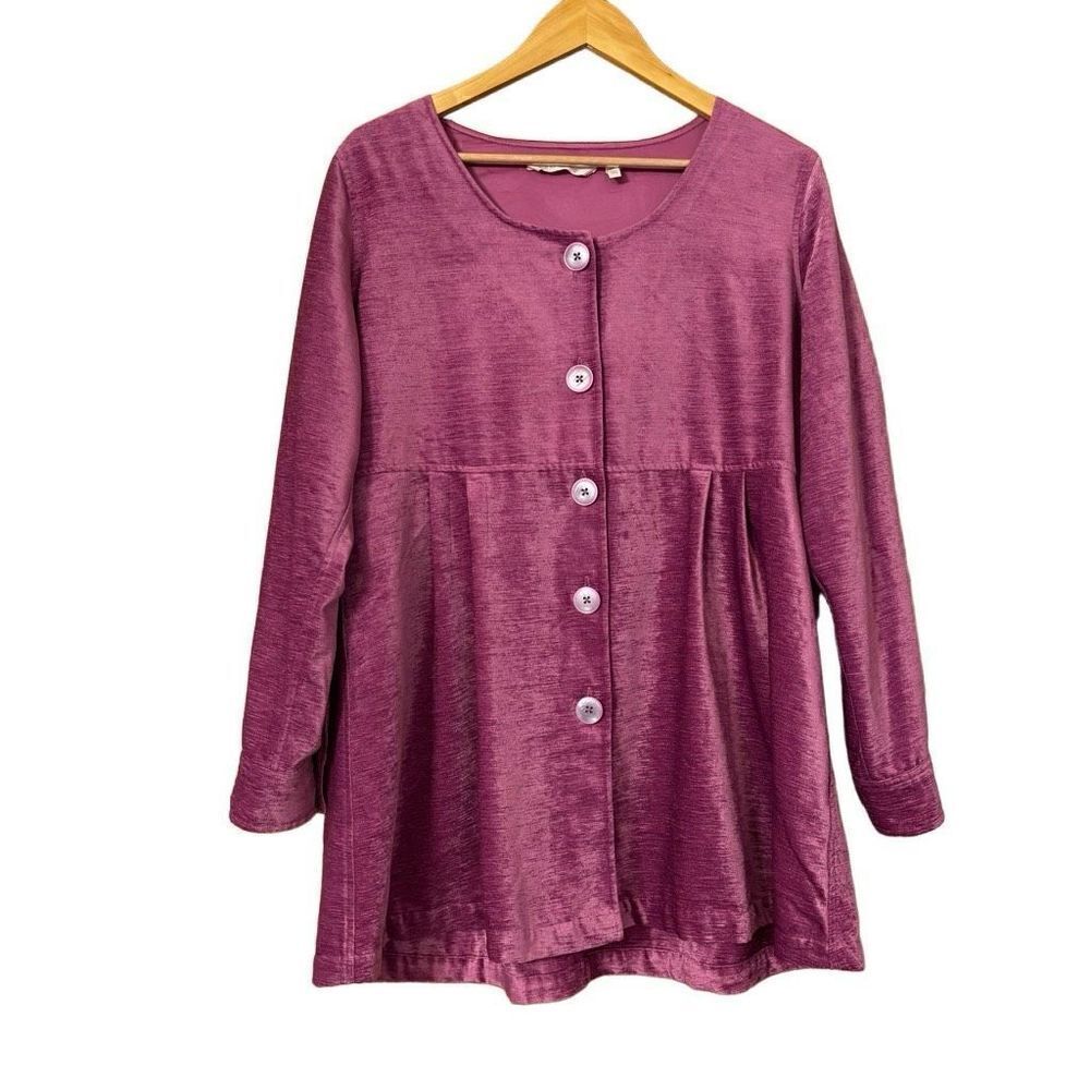 Soft Surroundings Fiona Chenille Tunic Shirt jacket Fuchsia Berry size large